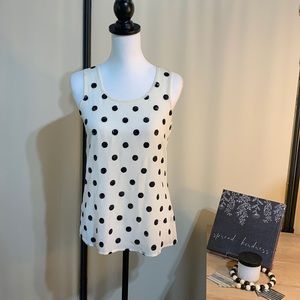 The Limited Cream with Black Sequin Polka Dots Sleeveless Top Size XS